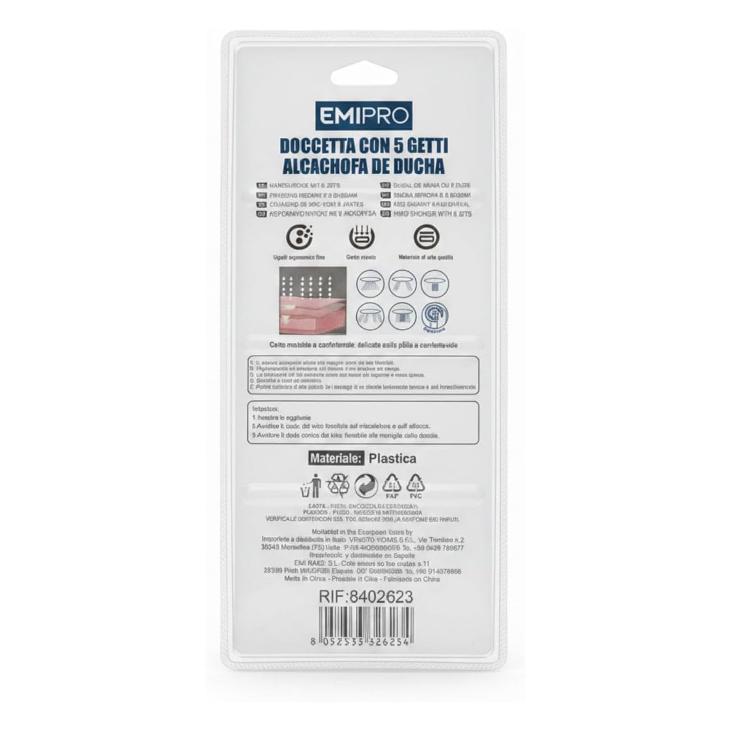 Soffione Doccia 5 Getti Filtro Ionico – EMIPRO 8402623-D