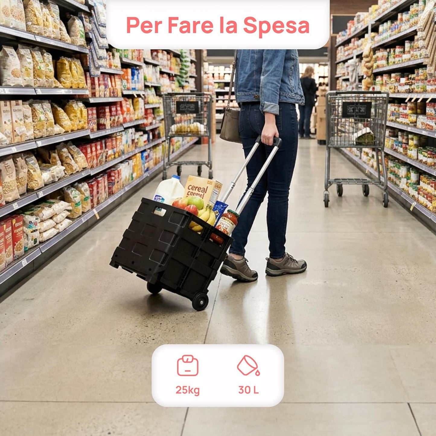 Carrello Trolley Pieghevole Spesa Manico Telescopico 38x83x30 cm – KOMBO KOX10