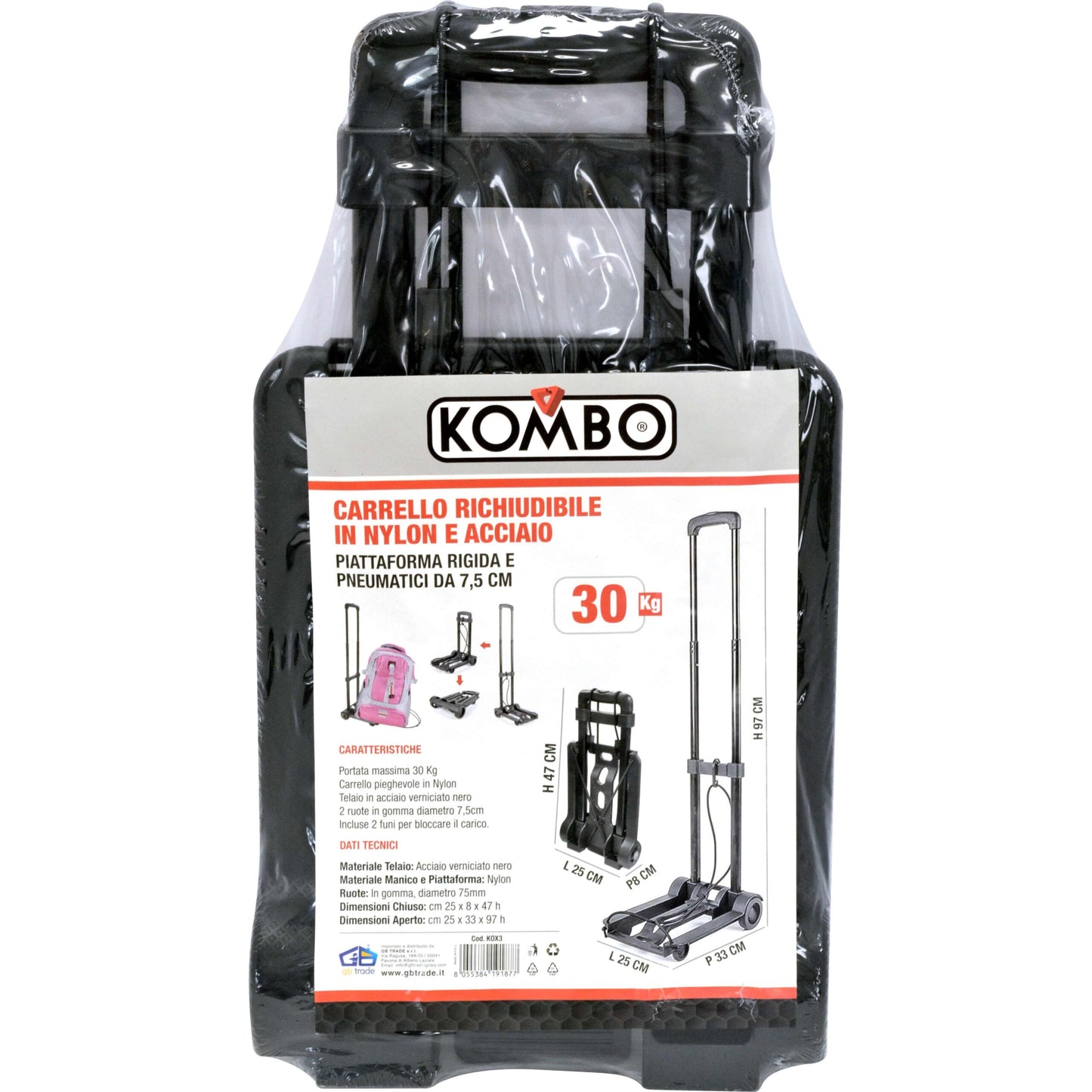Carrello Pieghevole Richiudibile 30kg Nylon e Acciaio – KOMBO KOX3
