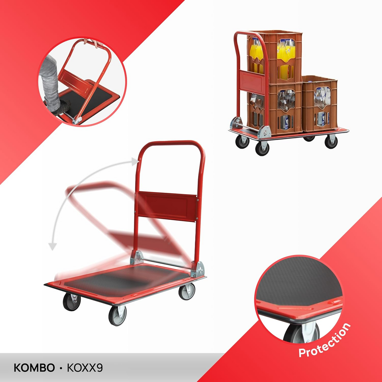 Carrello Portatutto Pieghevole 150 kg Pianale 73x48 cm – KOMBO KOXX9