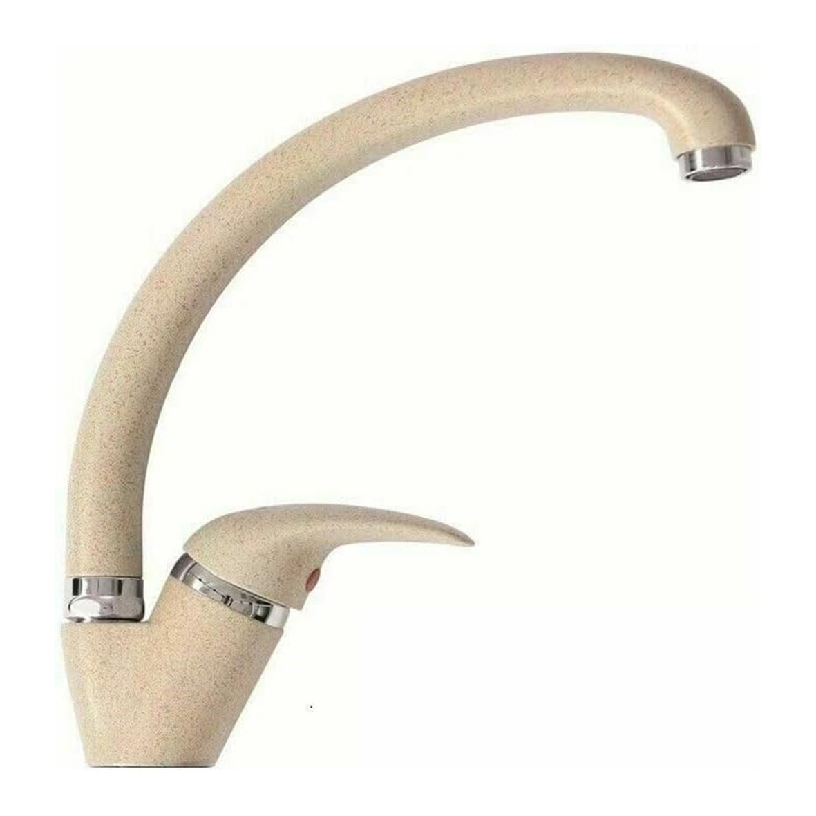 Rubinetto Miscelatore Lavello Cucina Canna Curva Girevole Monocomando Effetto Pietra Opaco con 2 Tubi Flessibili e Kit Montaggio Colore Beige Sabbia – Leovin LE-410