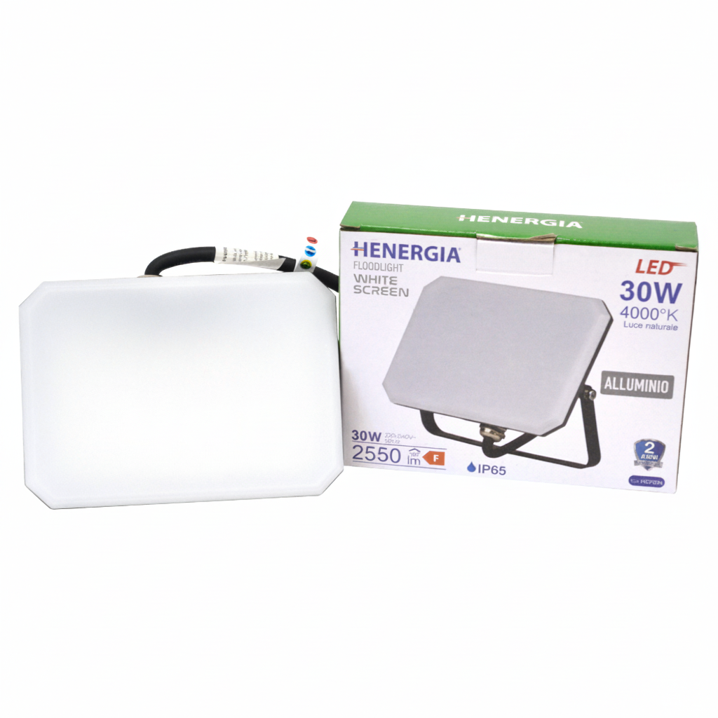 Faretto LED da Esterno 30W 4000K 2550lm IP65 Alluminio – HENERGIA Floodlight Minipad HGS45