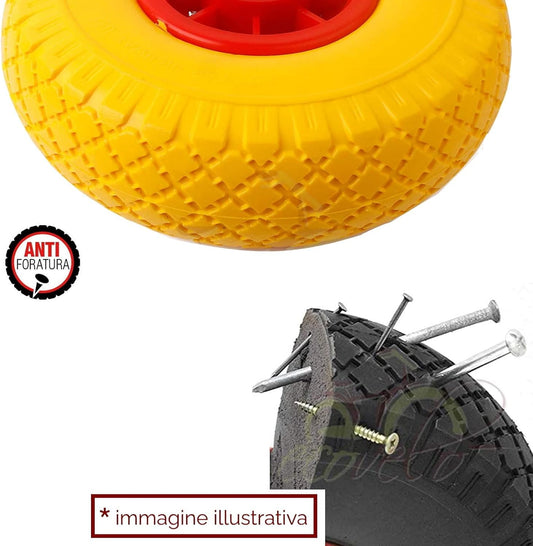 Coppia 2 Ruote Piene 3.00-4 Antiforatura in Poliuretano per Carriola e Portasacchi – GBTrade RUO102