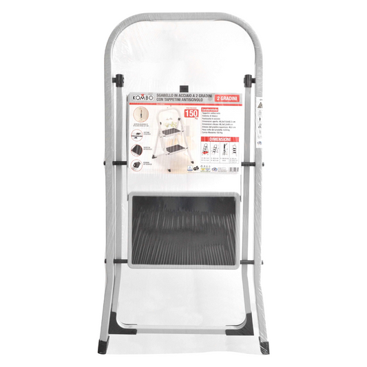 Scaletta Sgabello 2 Gradini Pieghevole 150 kg – KOMBO STEP001