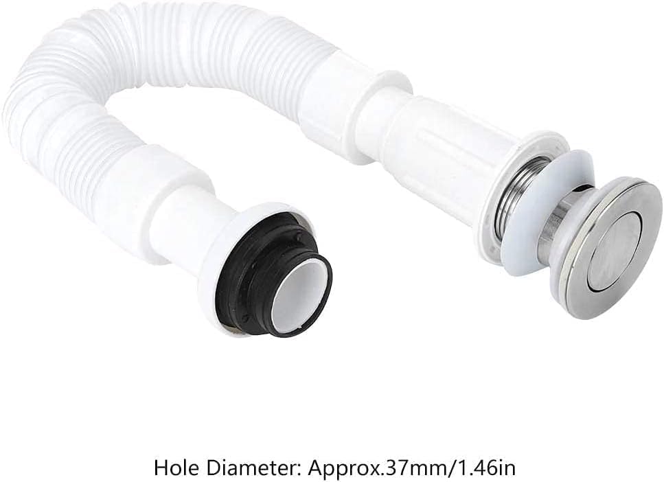 Set 2 Tubi Scarico Flessibili Universali 37mm Sifone Estensibile 1000mm Acciaio Inox PTFE Antiodore Bianco – GBTrade 02060