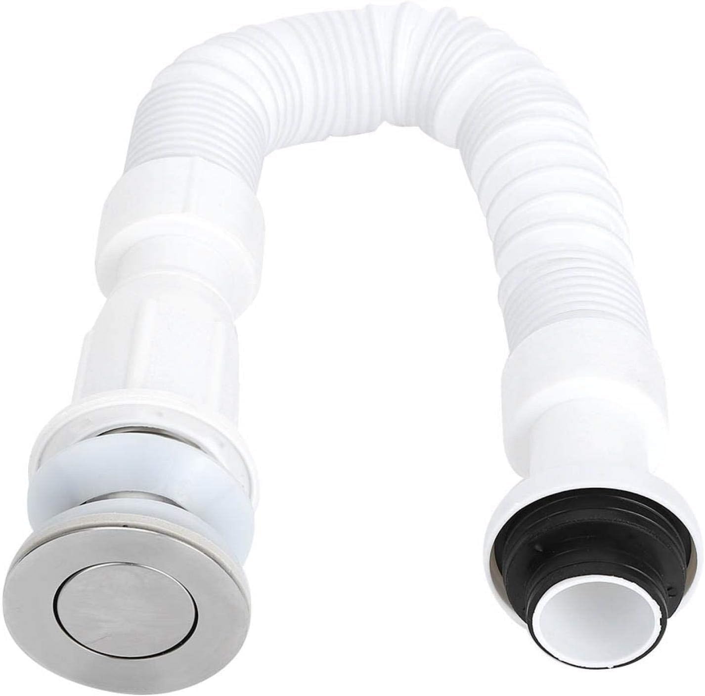 Set 2 Tubi Scarico Flessibili Universali 37mm Sifone Estensibile 1000mm Acciaio Inox PTFE Antiodore Bianco – GBTrade 02060