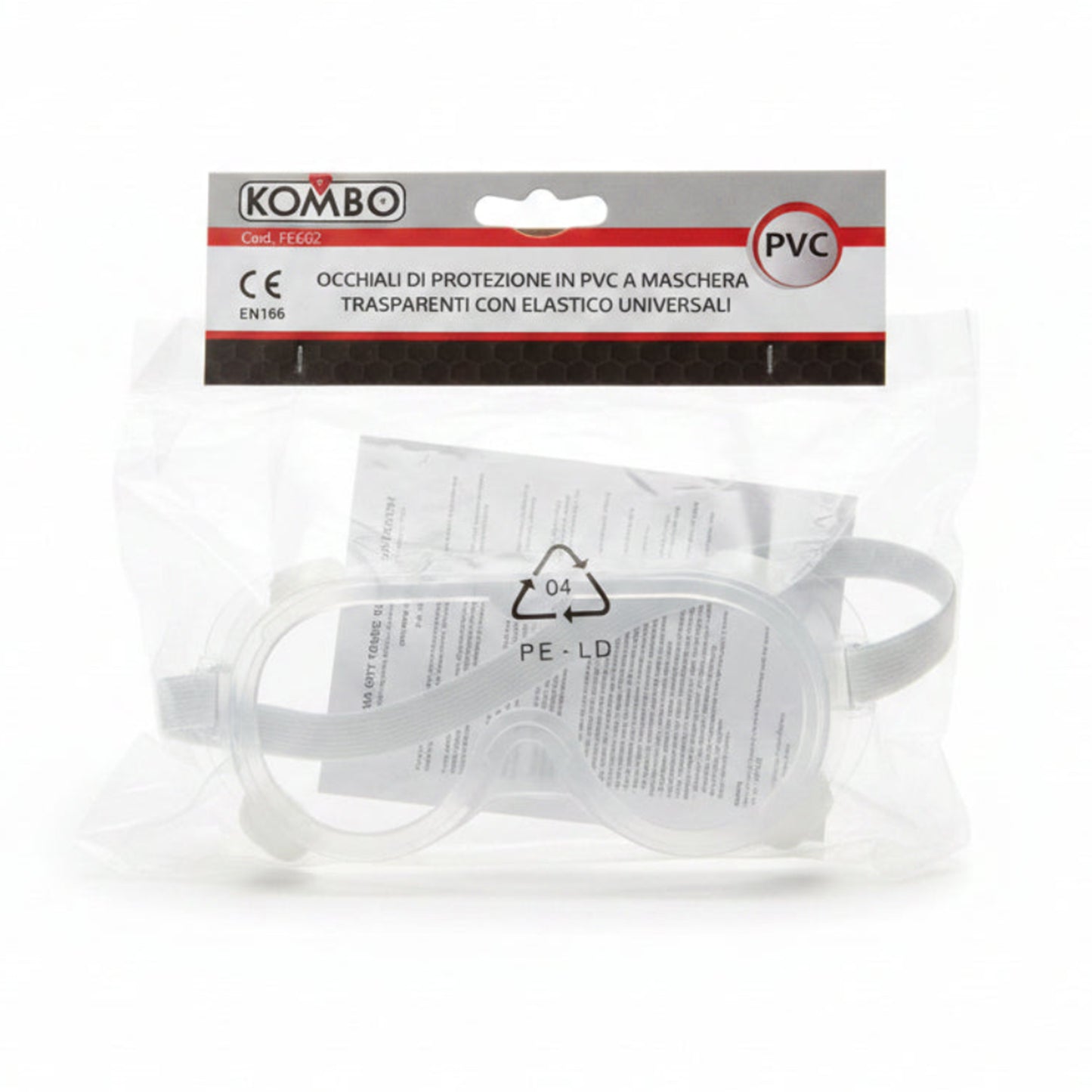 Occhiali Protezione Maschera PVC Trasparente Sicurezza CE EN166 – KOMBO FE662