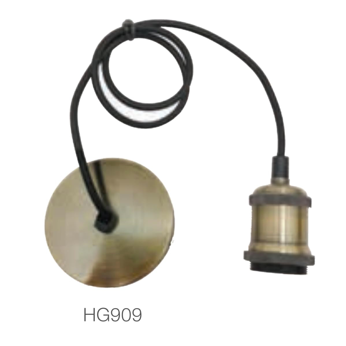 Portalampada Pendel Vintage in Alluminio Attacco E27 Kit Sospensione Modello THE 70'S Cavo in Tessuto Nero Regolabile 1 Metro e Rosone Massimo 60W Colore Oro – HENERGIA HG909