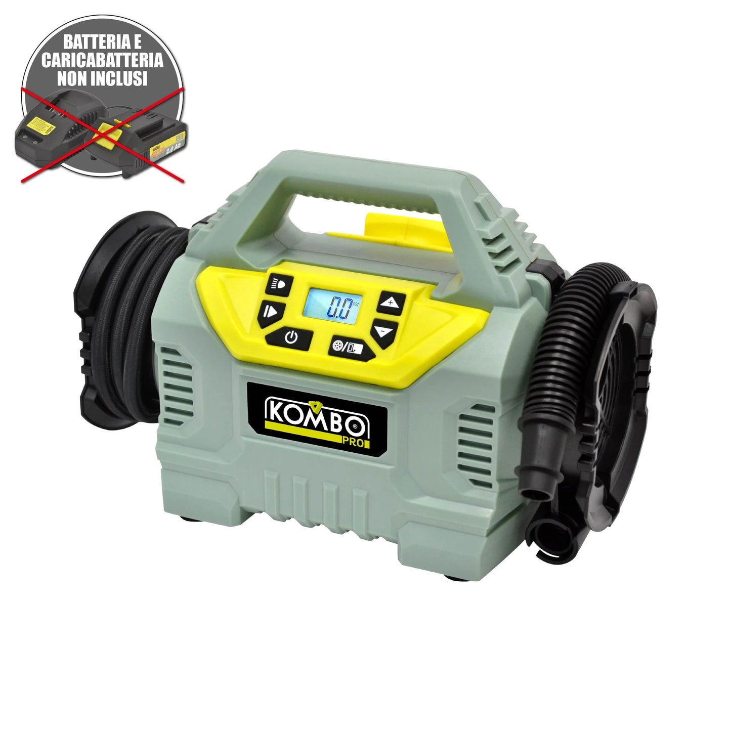 Compressore Cordless 4in1 20V Tripla Alimentazione 11 Bar Display LED – KOMBO KOP014