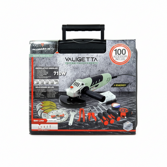 Smerigliatrice Angolare 710W KOMBO KO601L con Valigetta e 100 Accessori