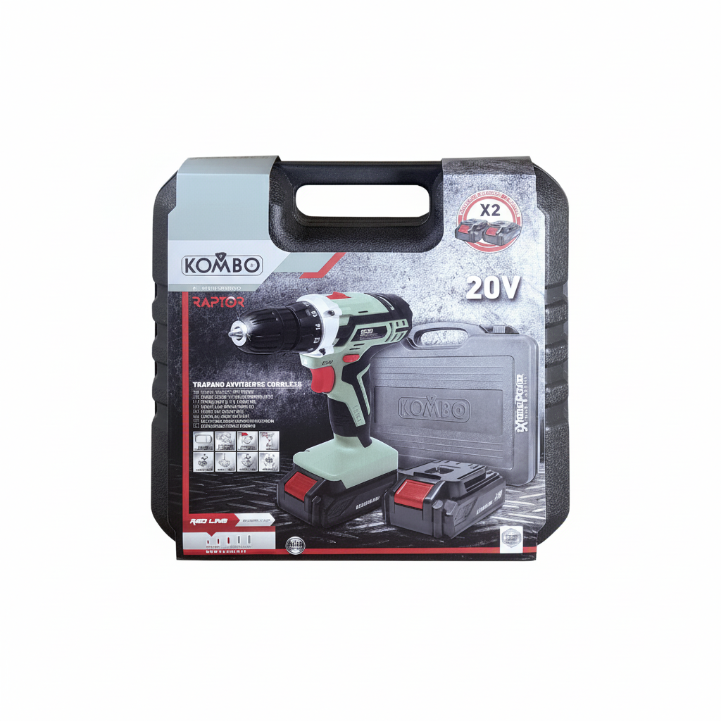Trapano Avvitatore Cordless 20V 2 Batterie e Valigetta – KOMBO KO829