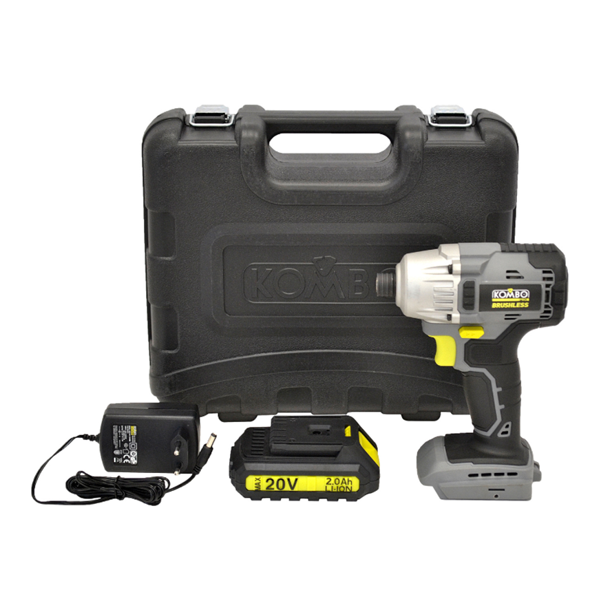 Kit Avvitatore a Impulsi Brushless 1/4" 20V Batteria 2.0Ah e Valigetta – KOMBO BLK001
