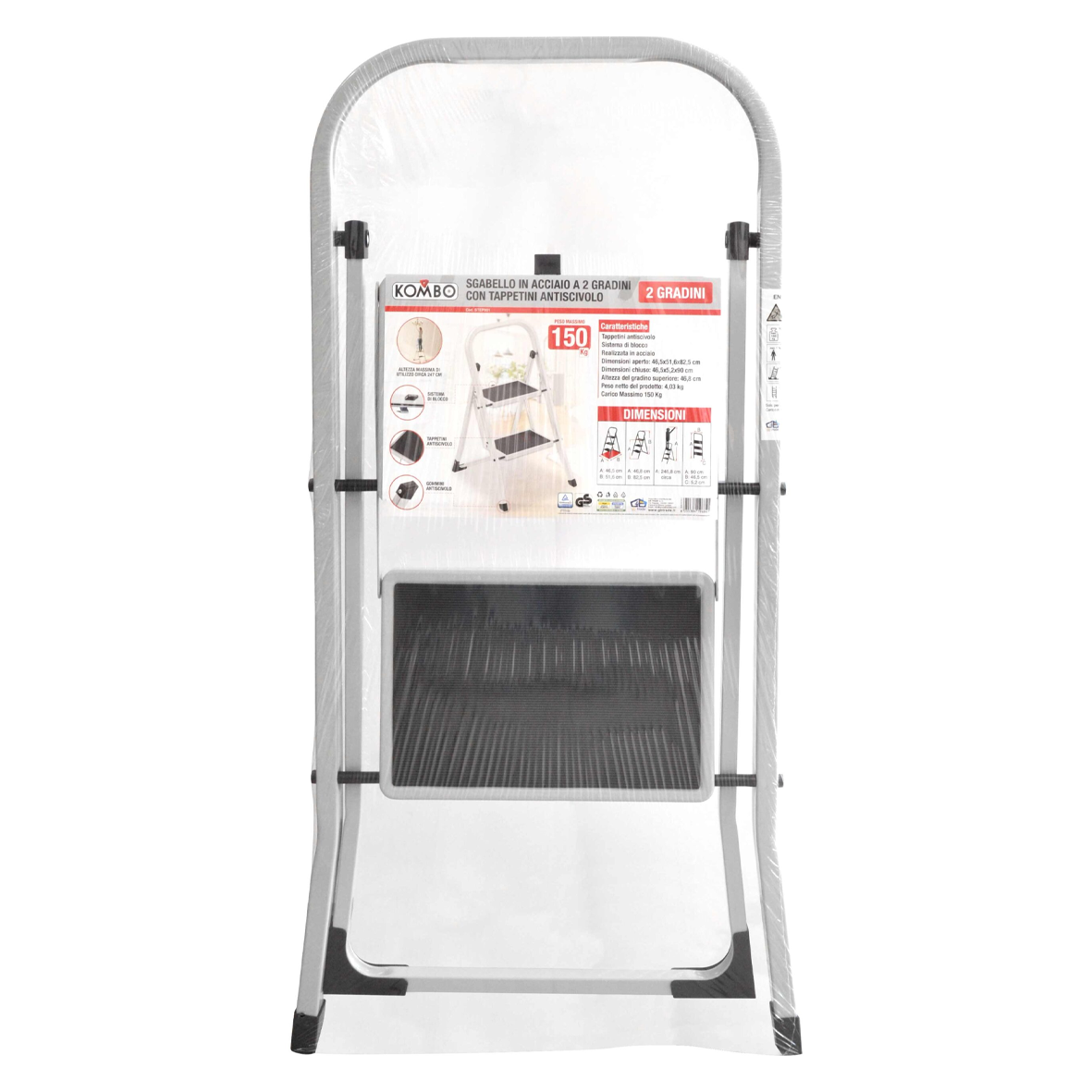 Scaletta Sgabello 2 Gradini Pieghevole 150 kg – KOMBO STEP001