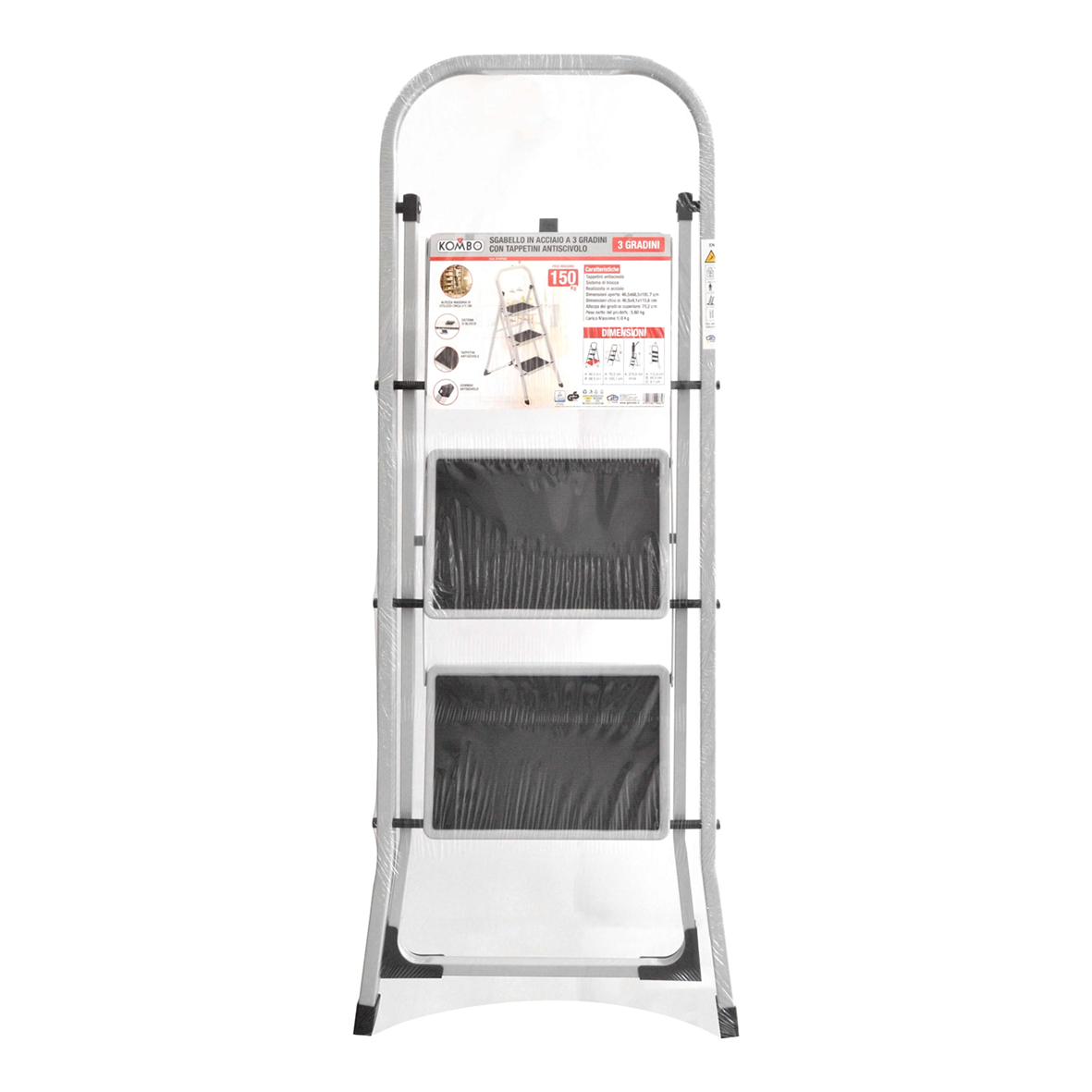 Scaletta Sgabello 3 Gradini Pieghevole 150 kg – KOMBO STEP002