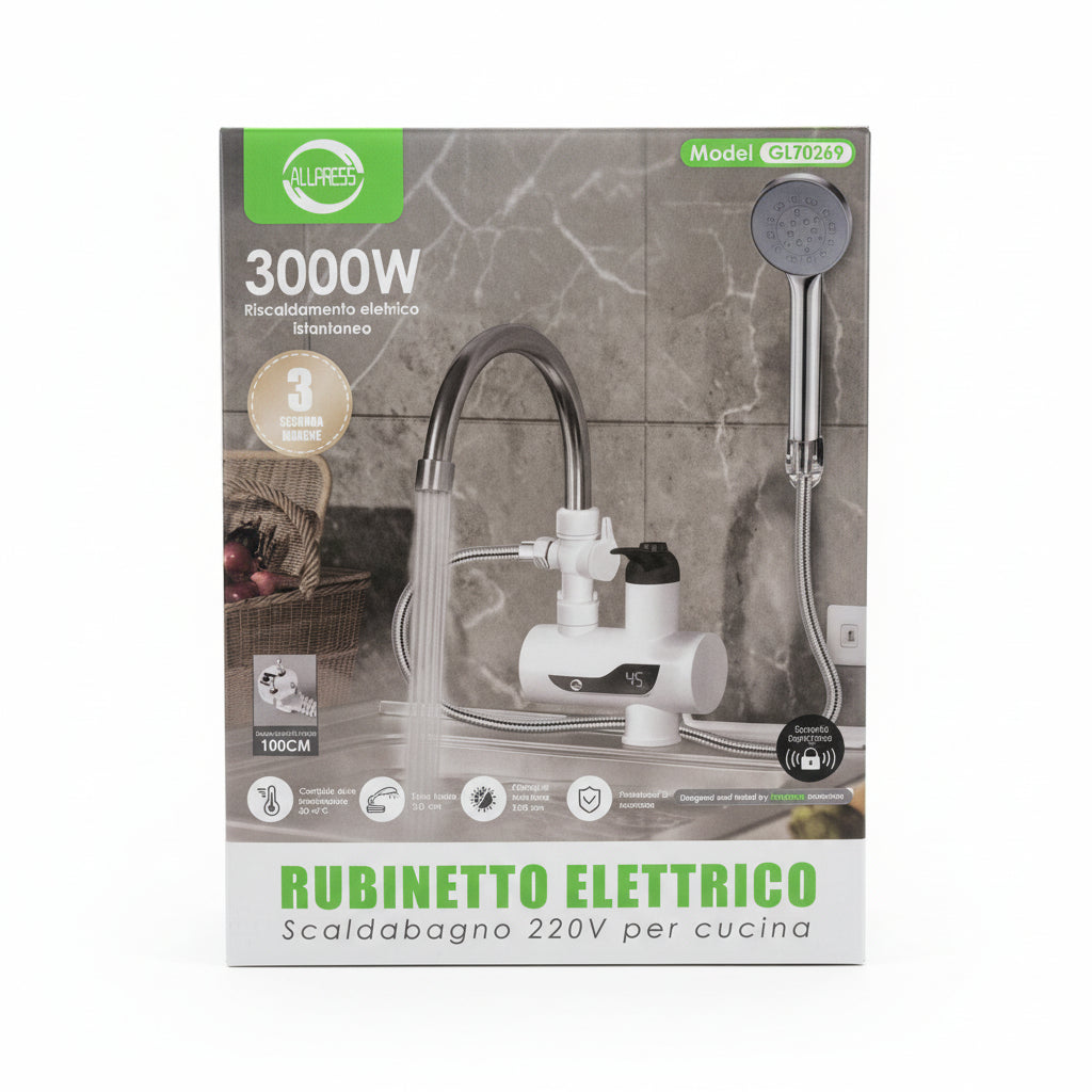 Rubinetto Elettrico Scaldabagno 3000W con Doccia 220V – ALLPRESS GL70269