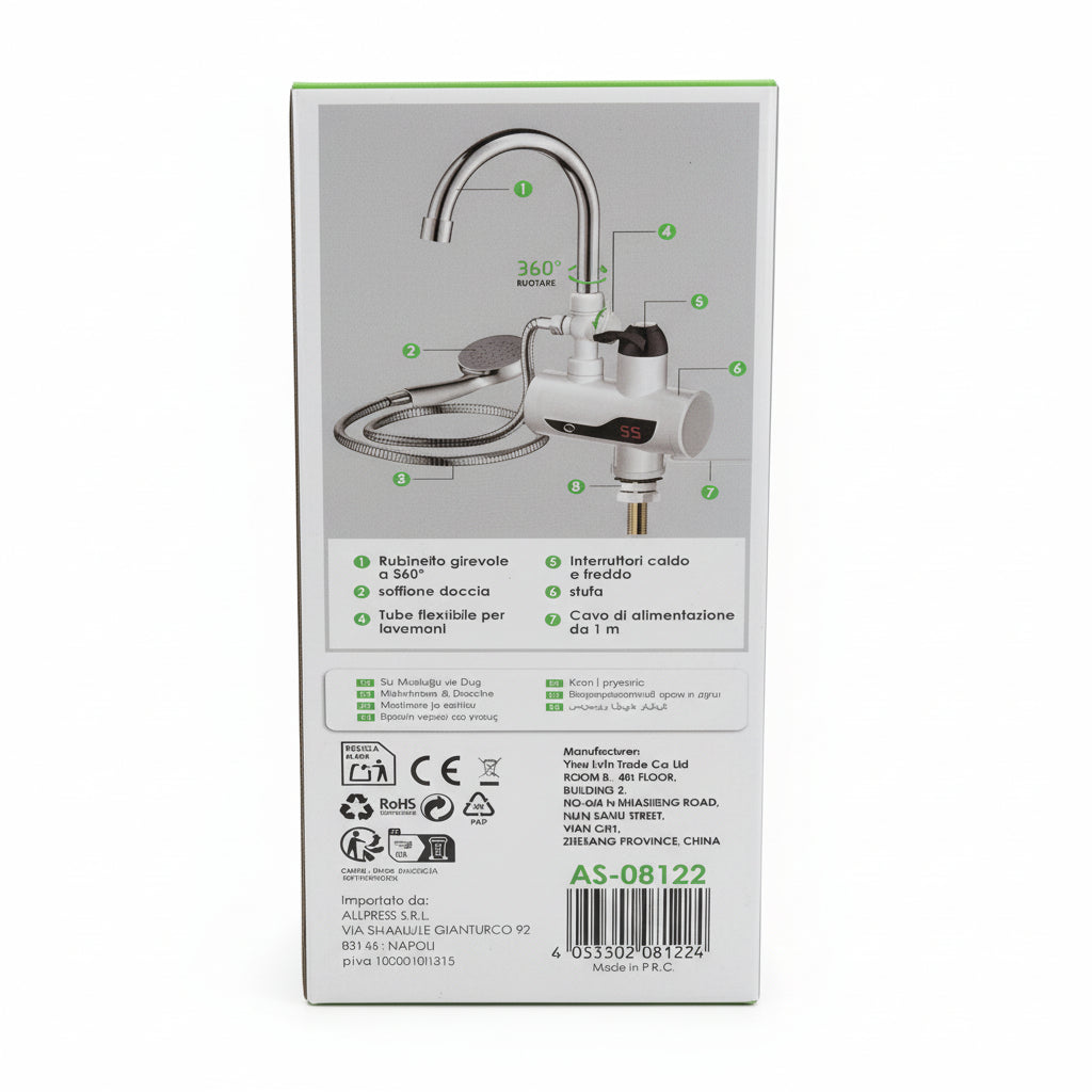 Rubinetto Elettrico Scaldabagno 3000W con Doccia 220V – ALLPRESS GL70269