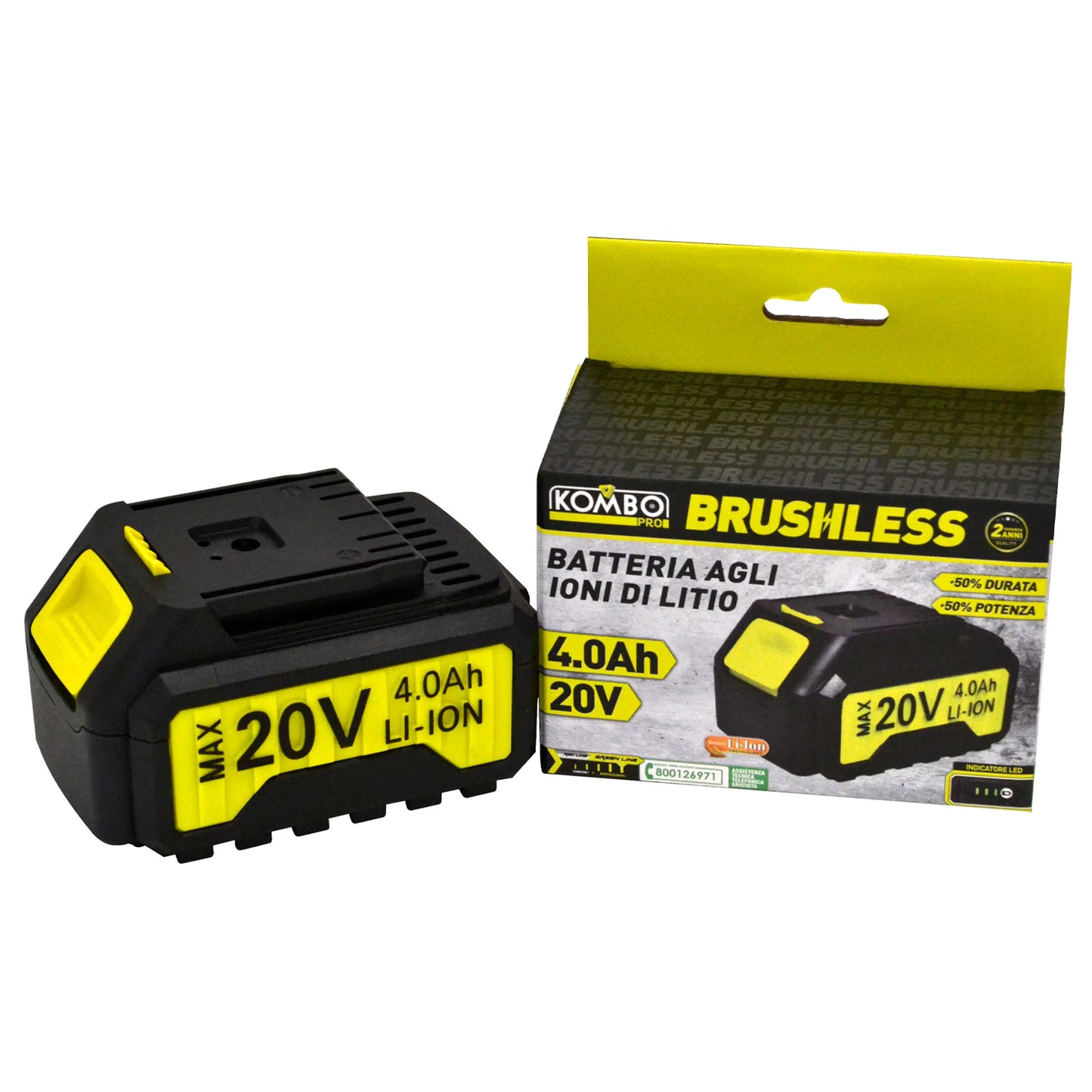 Batteria Litio 4.0Ah per Utensili Brushless – KOMBO BLK010
