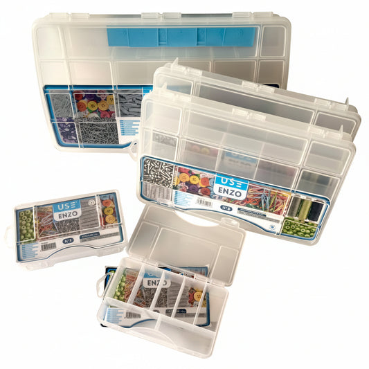 Kit 5 Organizer Minuteria Plastica Trasparente Scatole Porta Attrezzi con Scomparti e Chiusura a Scatto per Ferramenta Cucito Hobbistica – Generico KIT-ENZO-5P