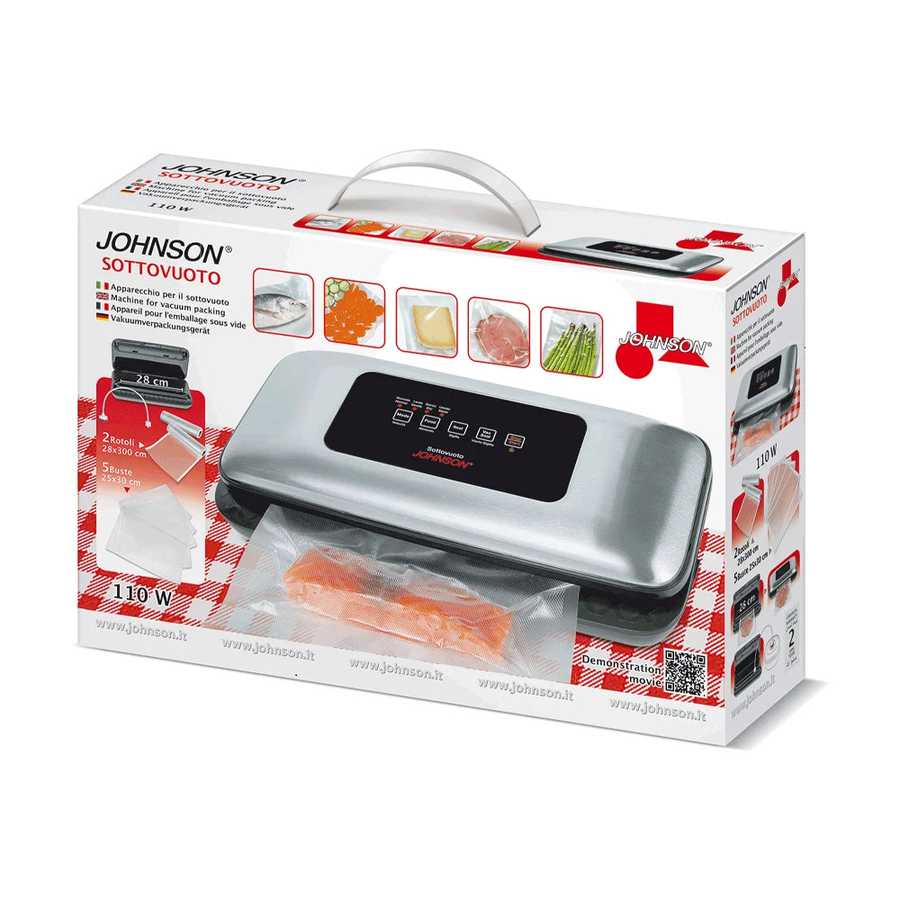 Macchina per Sottovuoto 110W Acciaio Inox con Rotoli e Buste – JOHNSON Sottovuoto SOTT