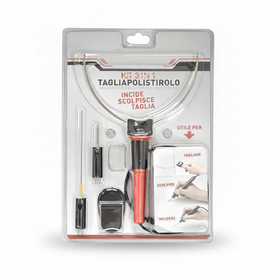 Tagliapolistirolo Elettrico 3 in 1 con Arco a Filo, Lama e Punteruolo – Kombo